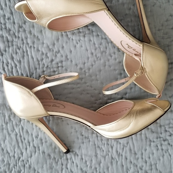 sarah Jessica Shoes - SJP Peeptoe Gold Heels